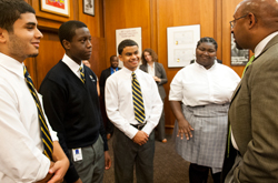 Mayor Nutter talking with interns